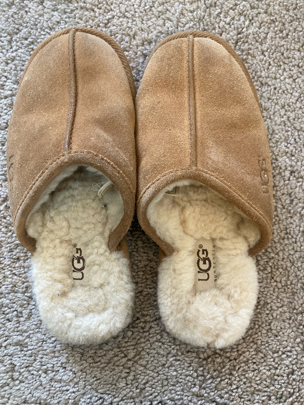 UGG Women's Chestnut Suede Shearling Mule Slippers